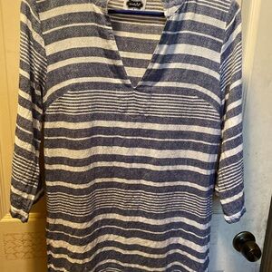 MudPie Blue and White Striped Linen Tunic